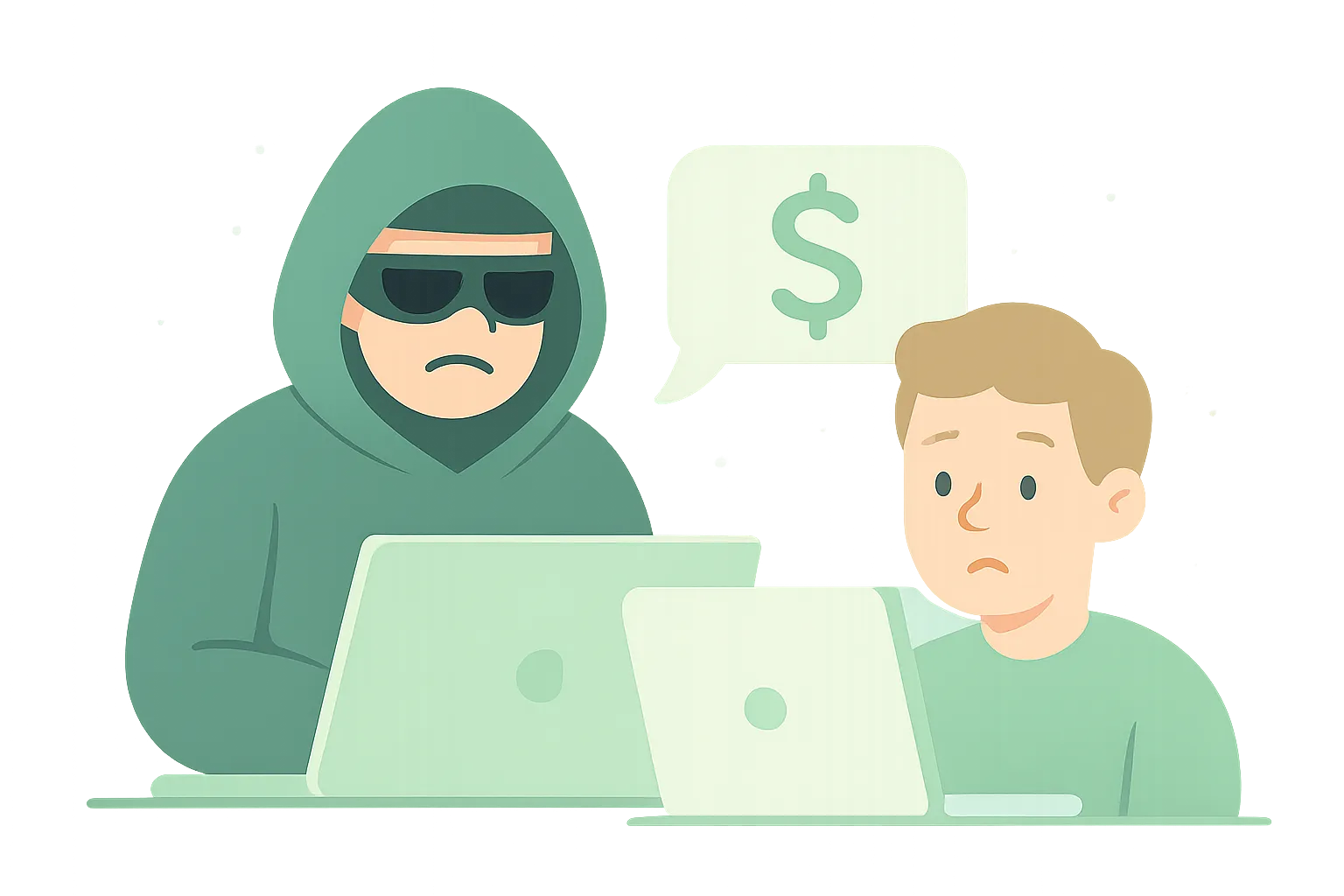 Ilustrasi penipu mencoba menipu pembeli online